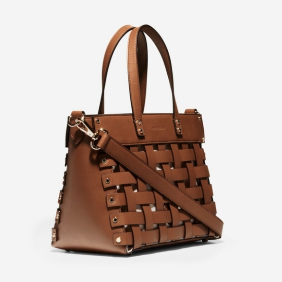 Cole Haan Brown Woven Leather Bag - STUNNING - Picture 3 of 16
